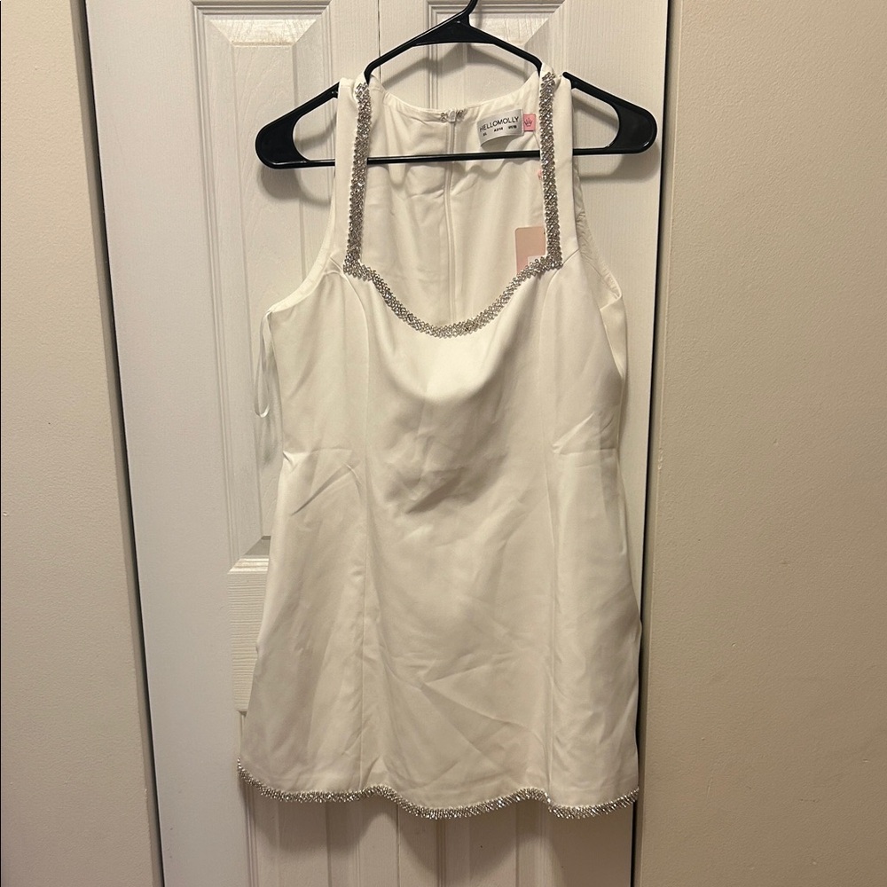 Elegant White Dress with Silver Bedazzle